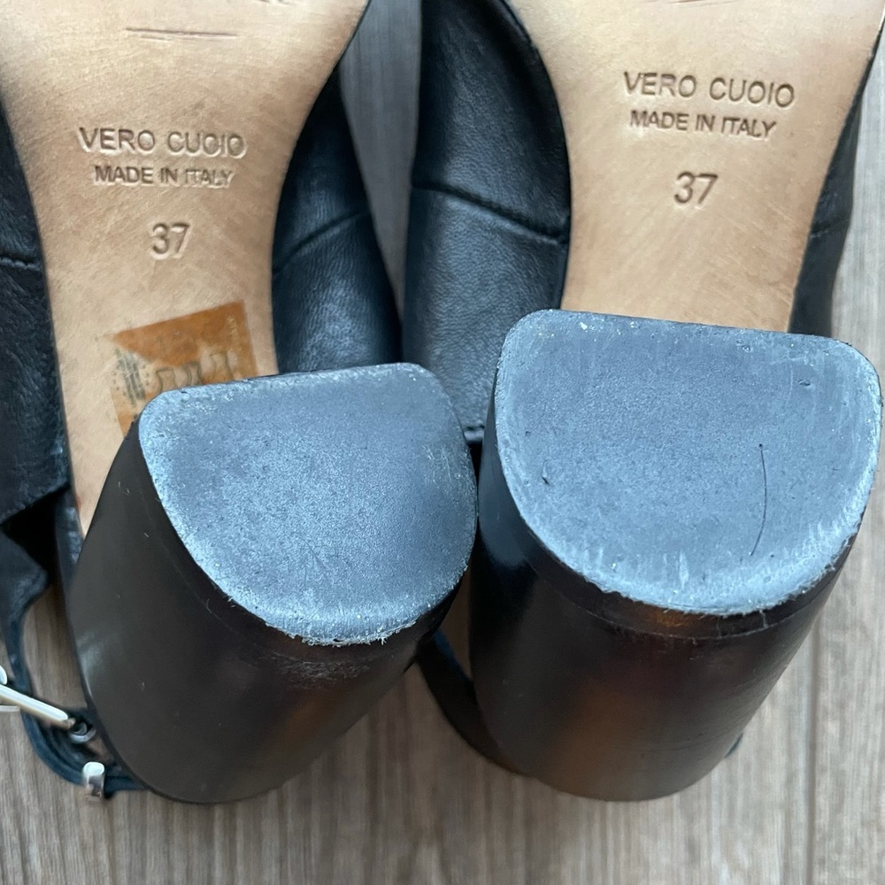 Ron White Shauna Black Leather Chunky Block Heel Sandals | 37 - Picture 5 of 11